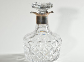 English sterling silver mounted crystal decanter