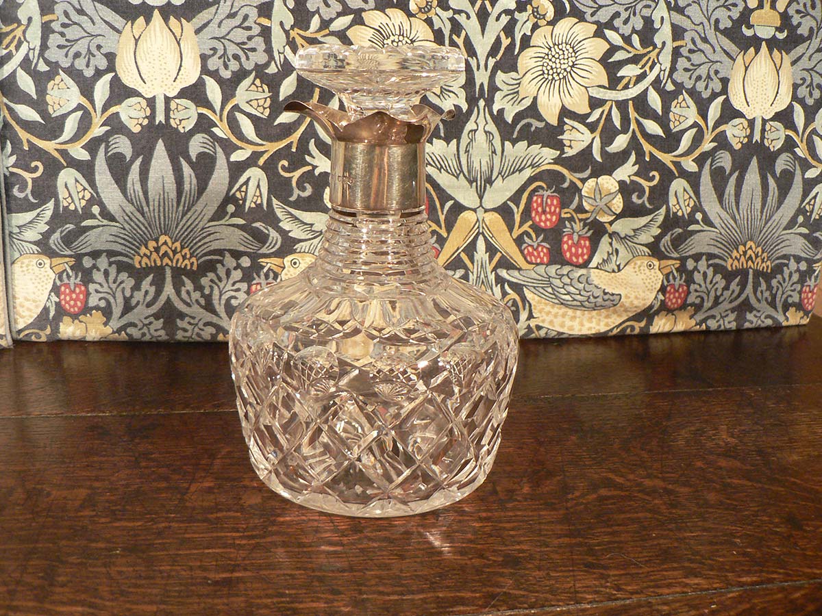 Sterling silver and crystal decanter