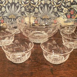 Stuart crystal floral dessert bowl set