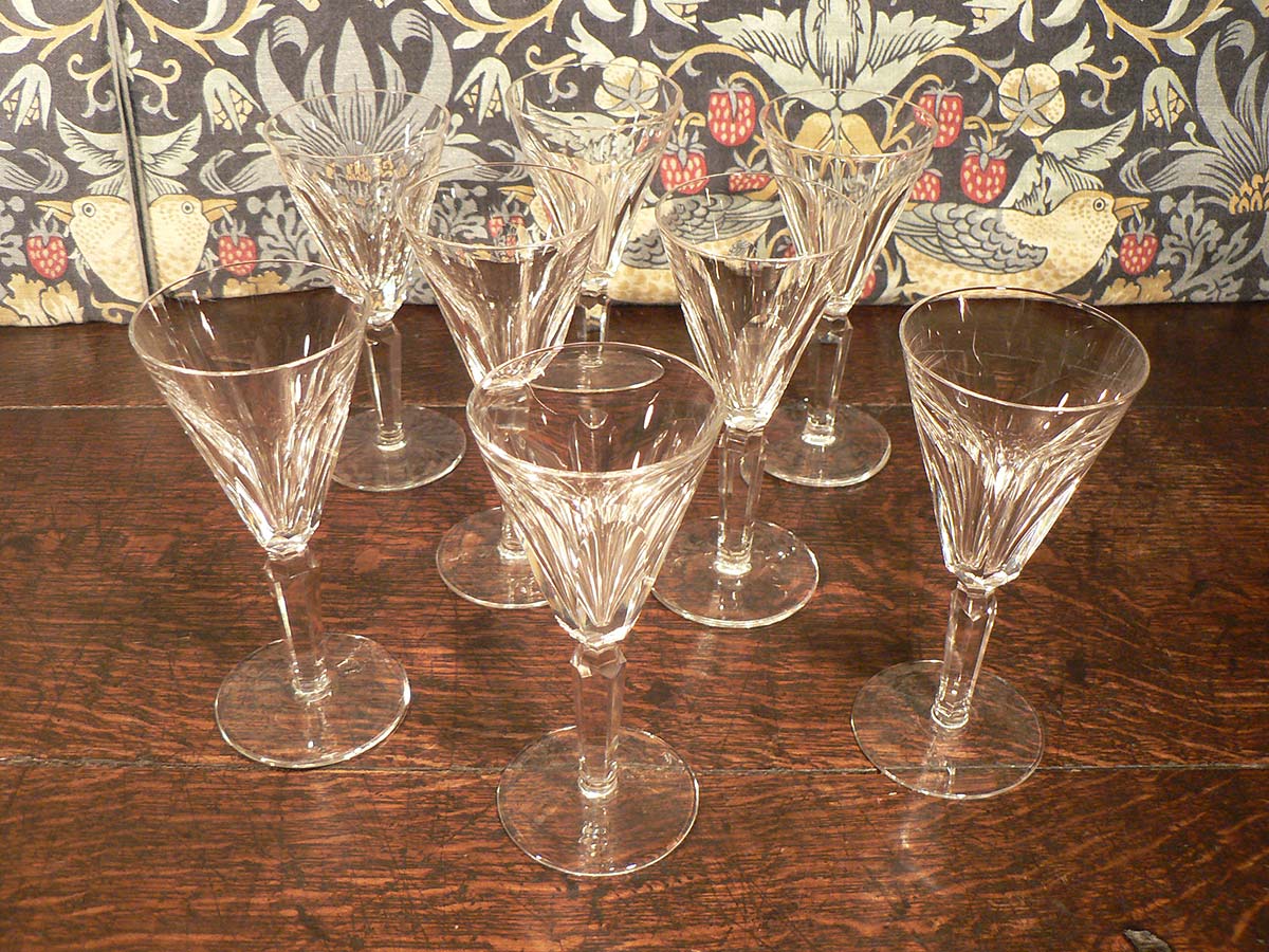 4 Vintage Etched Crystal Wine Glasses ~ Port Wine Glasses, Set of