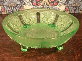 Vintage green pressed glass bowl