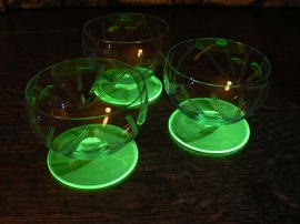 Uranium glass dessert cups