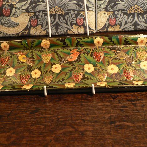 Vintage Papier Mâché strawberry and hummingbird tray